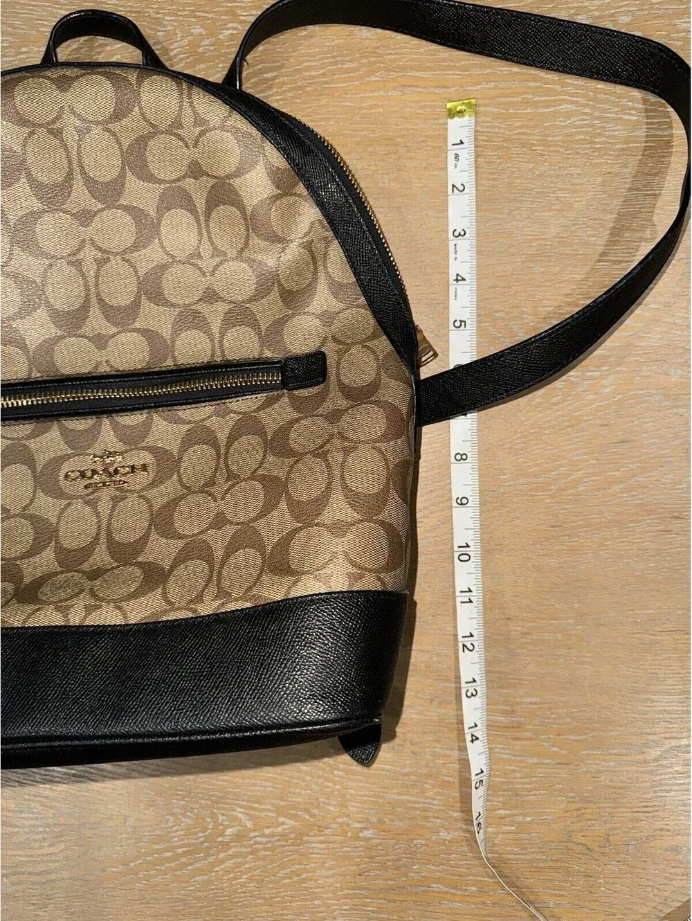 Coach Kenley Backpack in Signature Canvas Khaki / Black Gold Hardware C5679